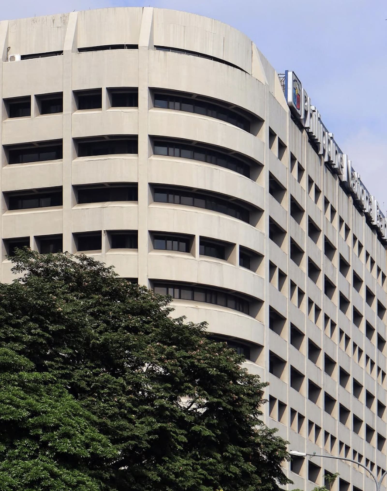A brutalist building for a bank