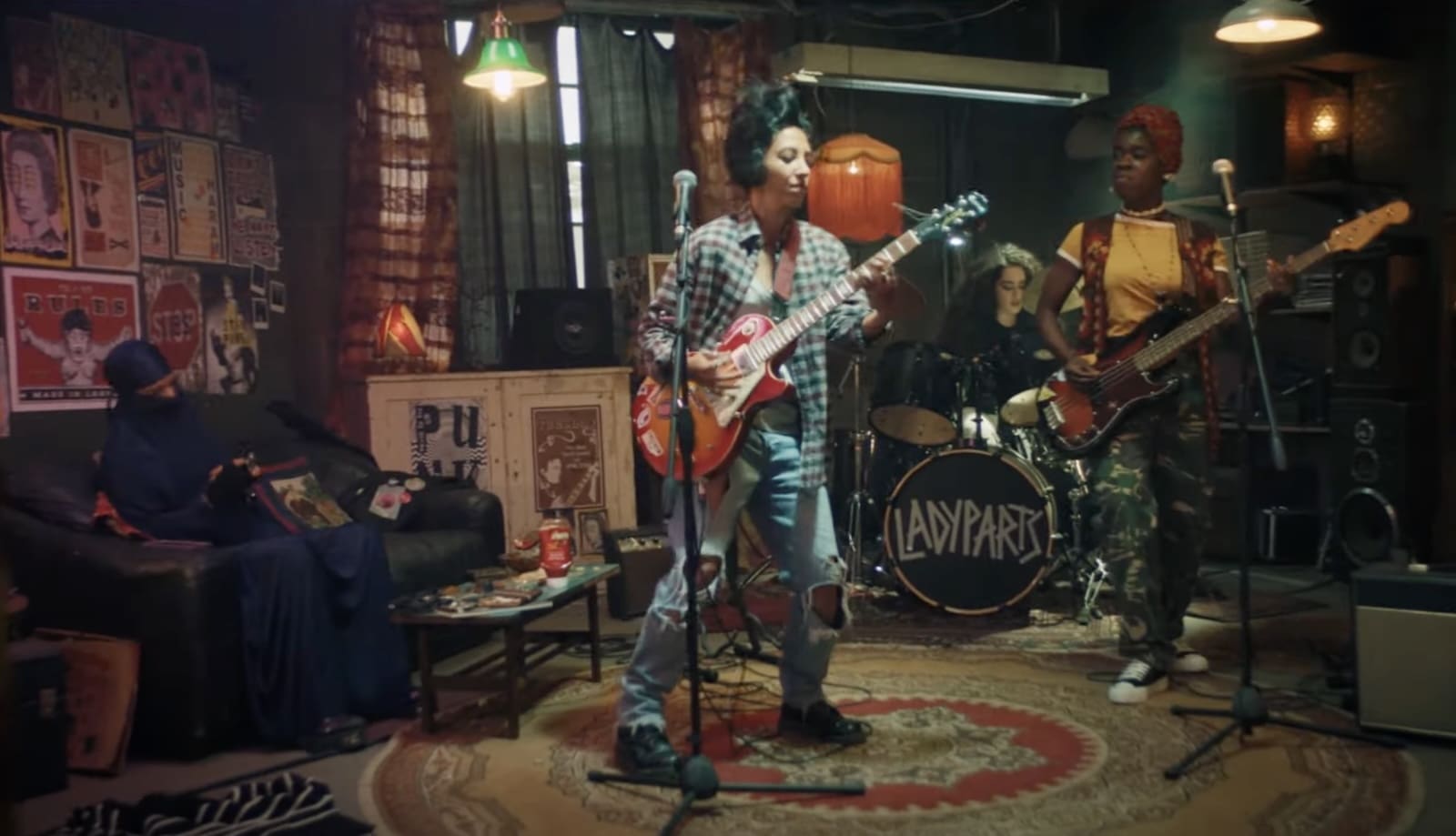 A group of band members play