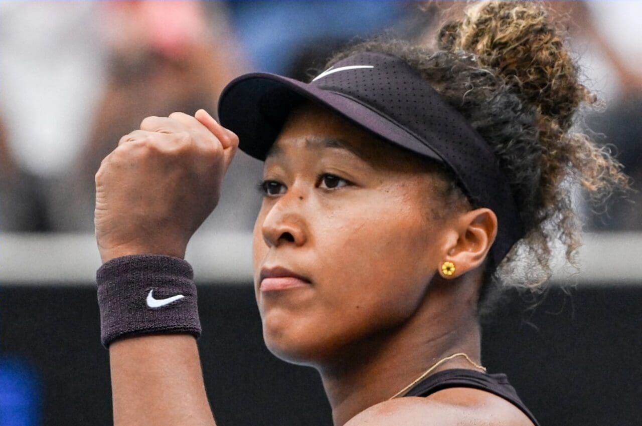 tennis player naomi osaka after winning against karolina muchova in the australian open 2025