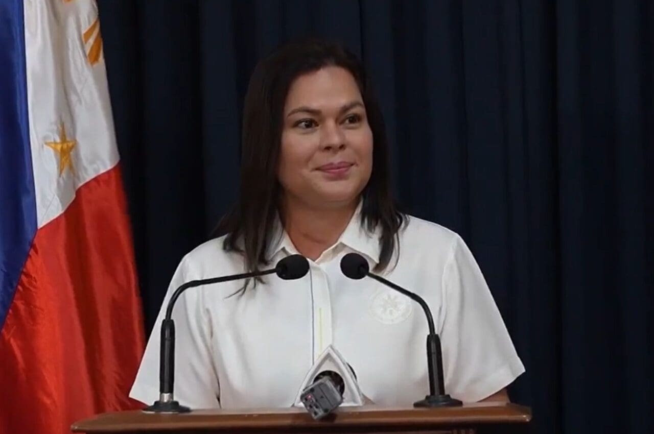 Vice President Sara Duterte in a press briefing at the Senate