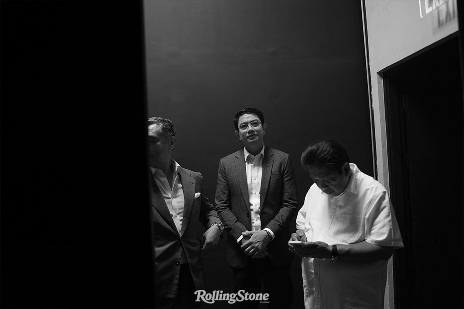 Broadcast journalists Ricky Carandang and Ivan Mayrina, and newspaper publisher Sonny Coloma backstage