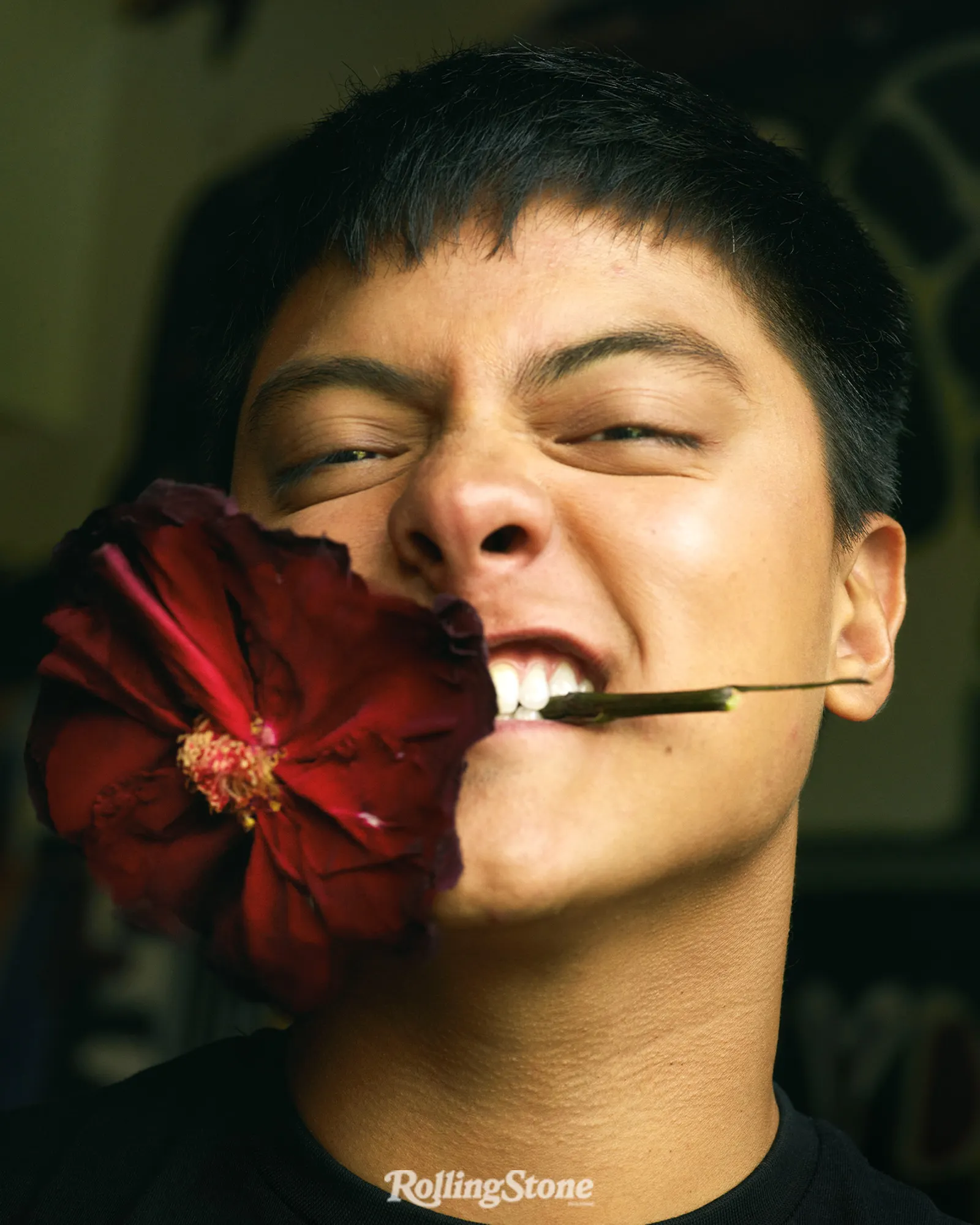 daniel padilla biting a rose flower rolling stone philippines