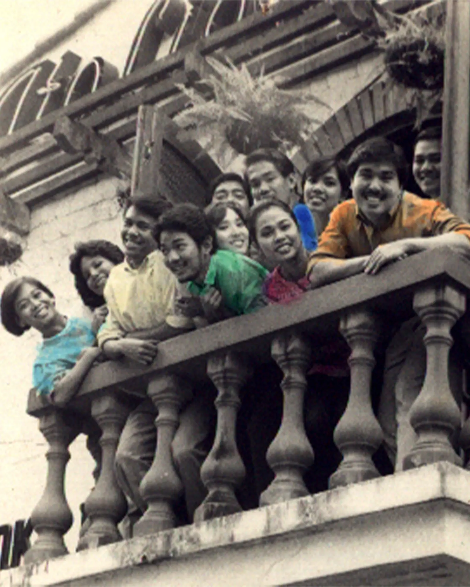 founding members of The CompanY in 1985 taken on the balcony of Italian Village Makati