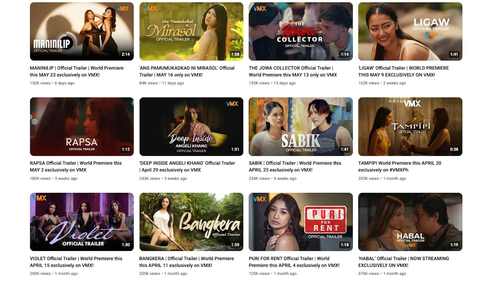 VMX’s YouTube homepage