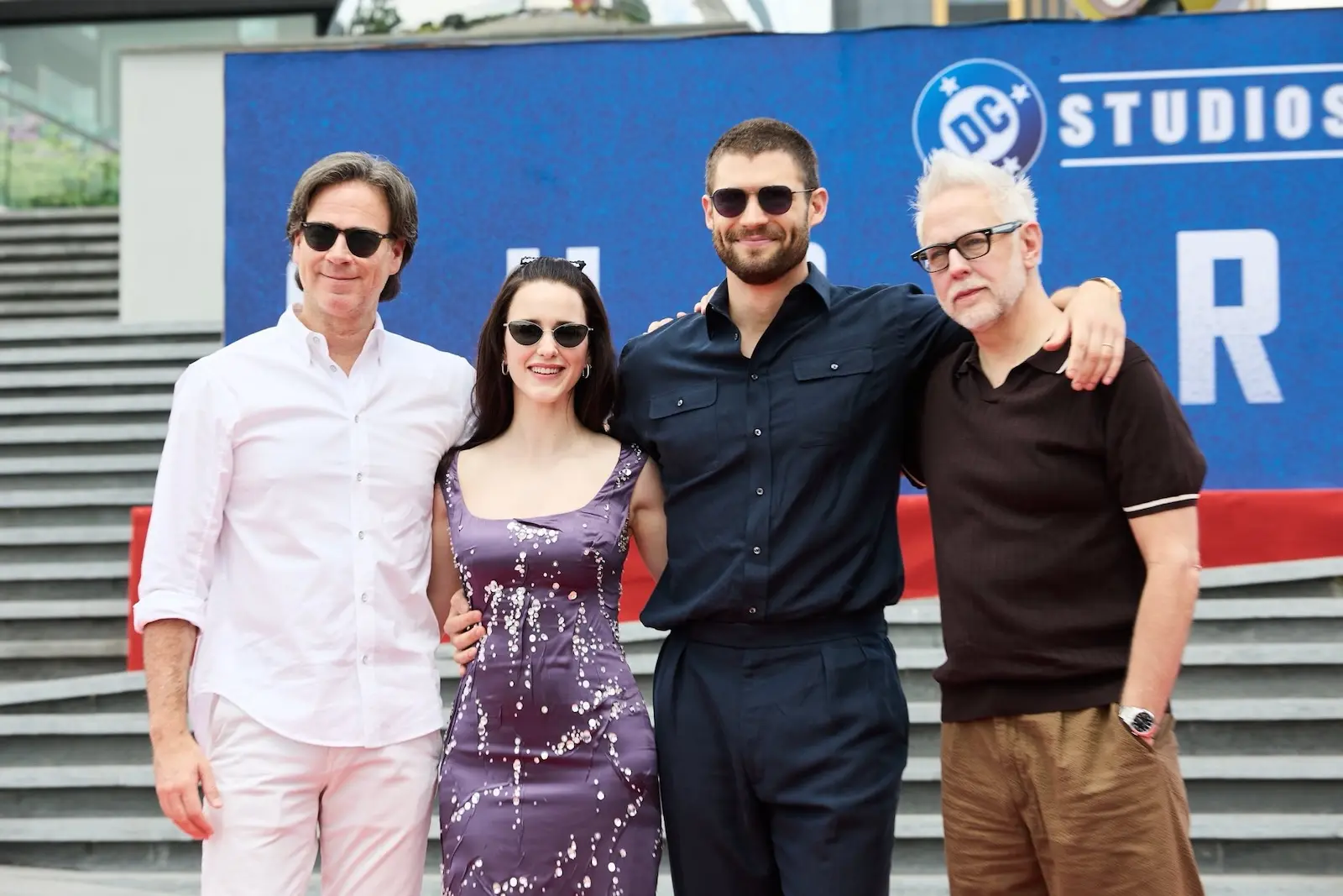DC Studios co-chief Peter Safran, Rachel Brosnahan, David Corenswet, and James Gunn pose at their Manila fan meet. Photo from Superman/Facebook