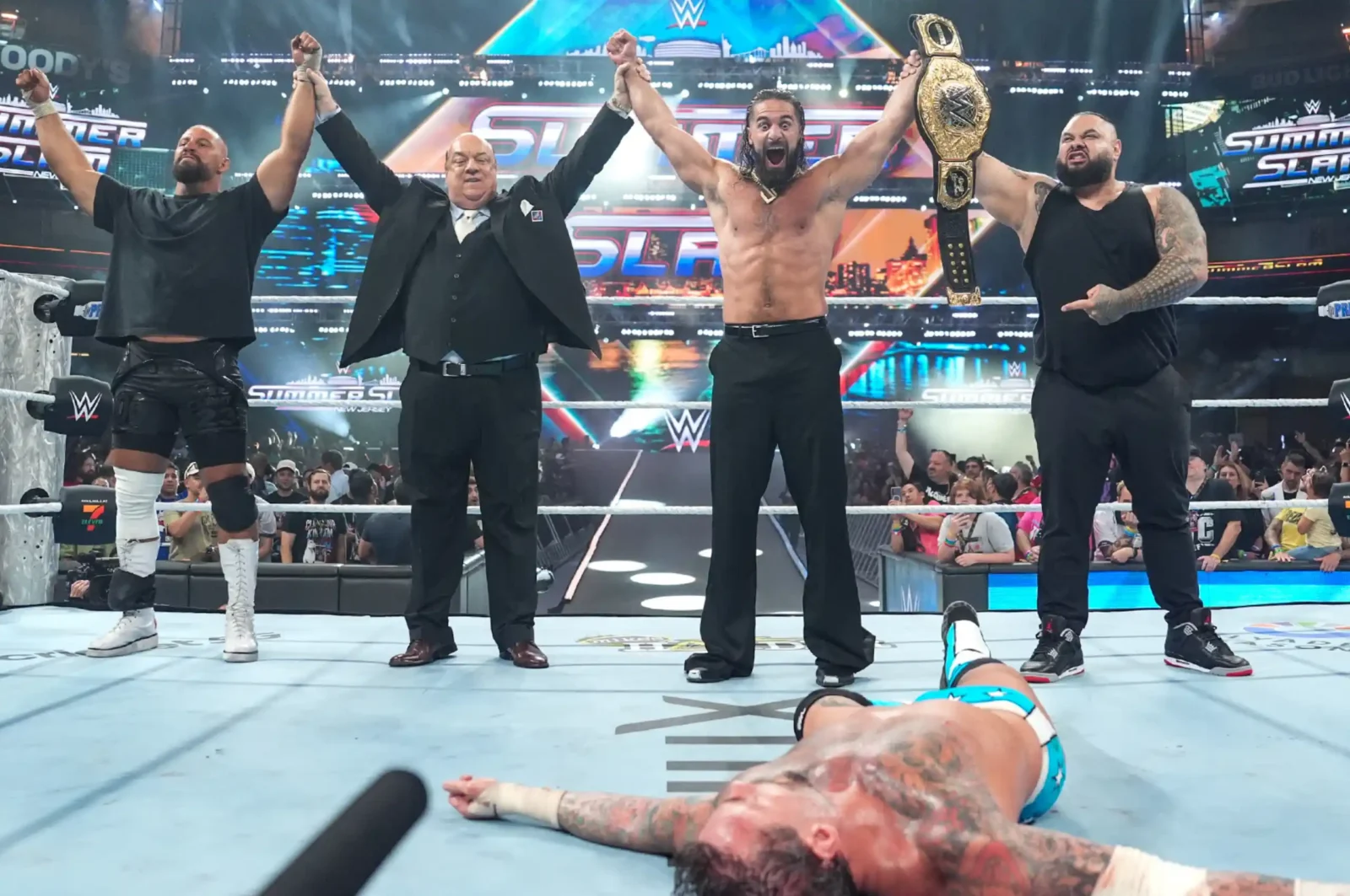Paul Heyman, Seth Rollins, Bron Breakker, Bronson Reed