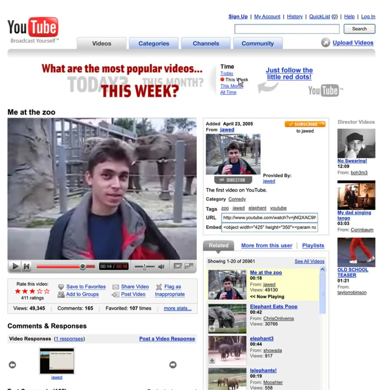YouTube 2006 interface