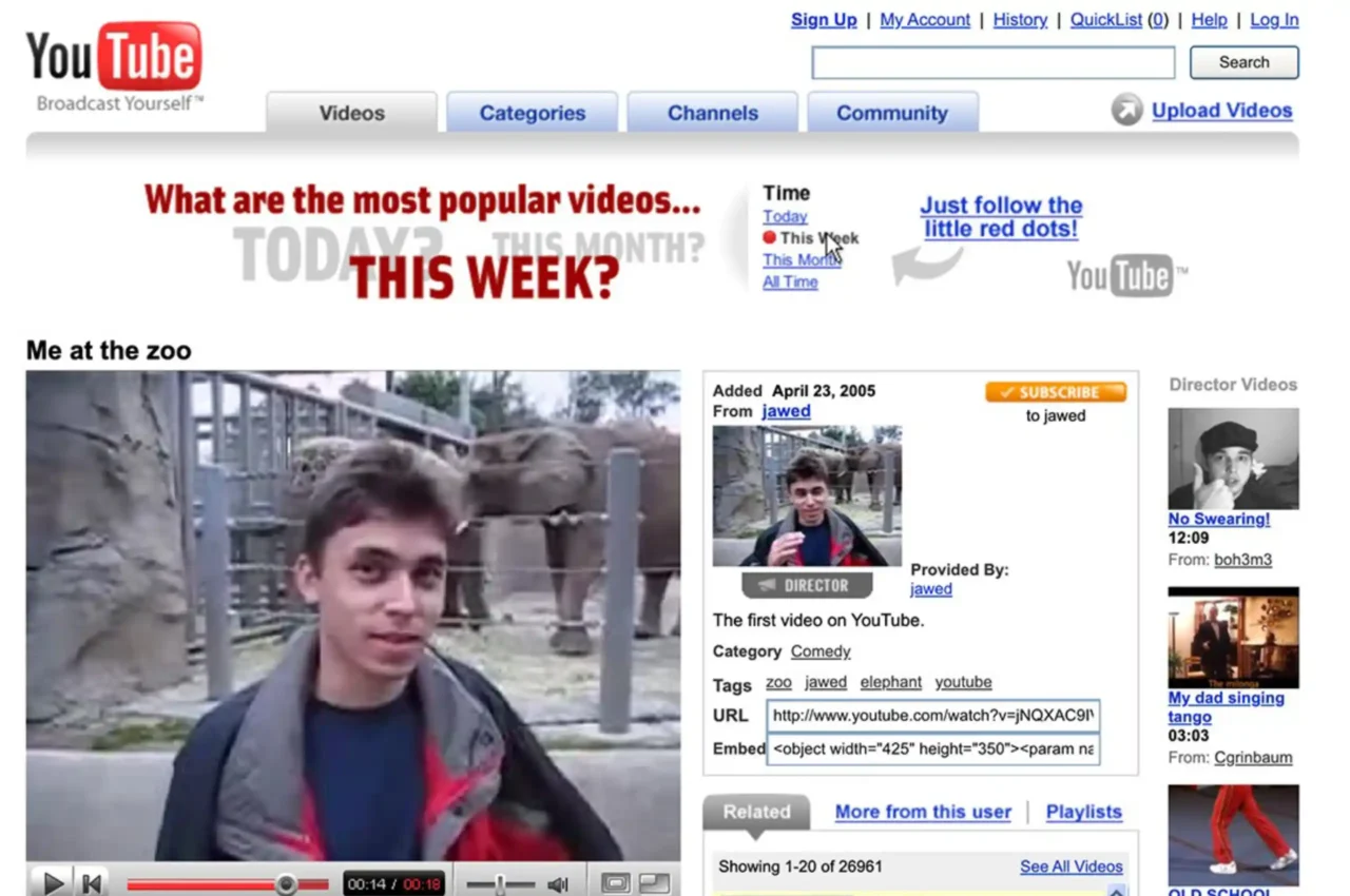 YouTube 2006 interface