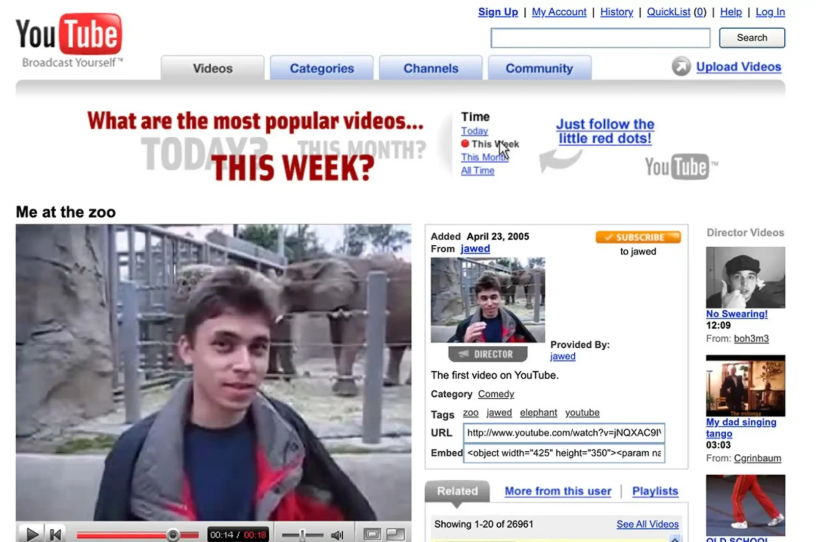 YouTube 2006 interface