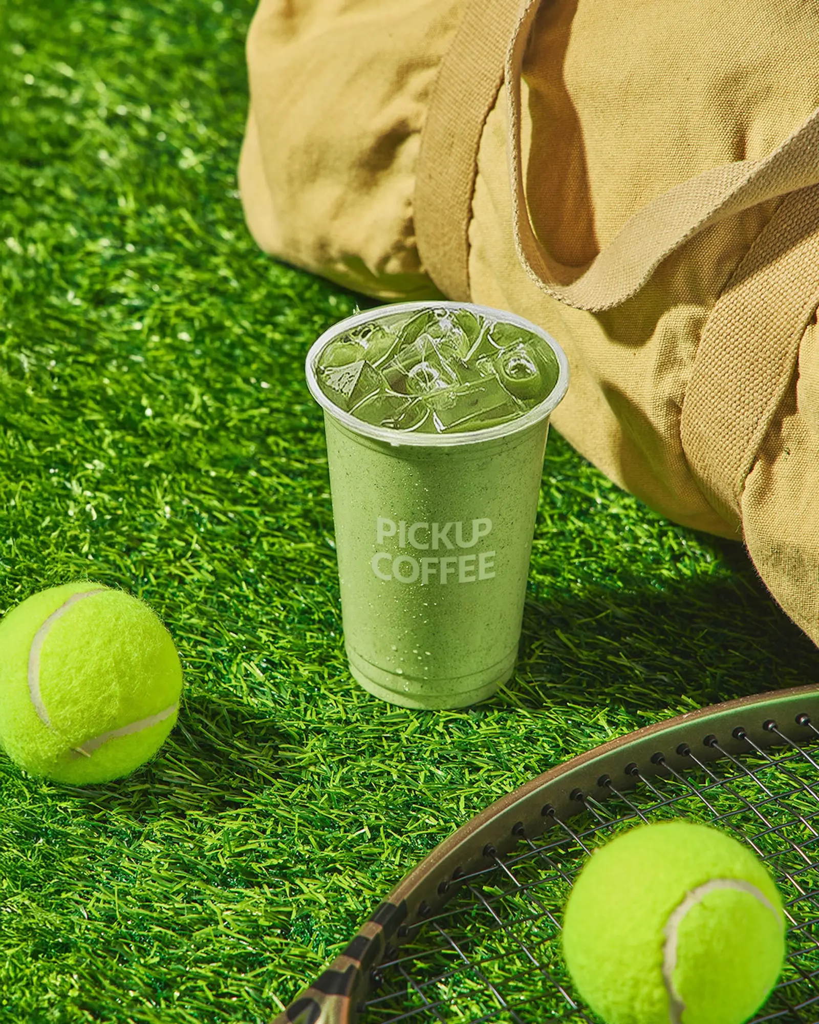 PICKUP COFFEE's iced protein matcha beverage