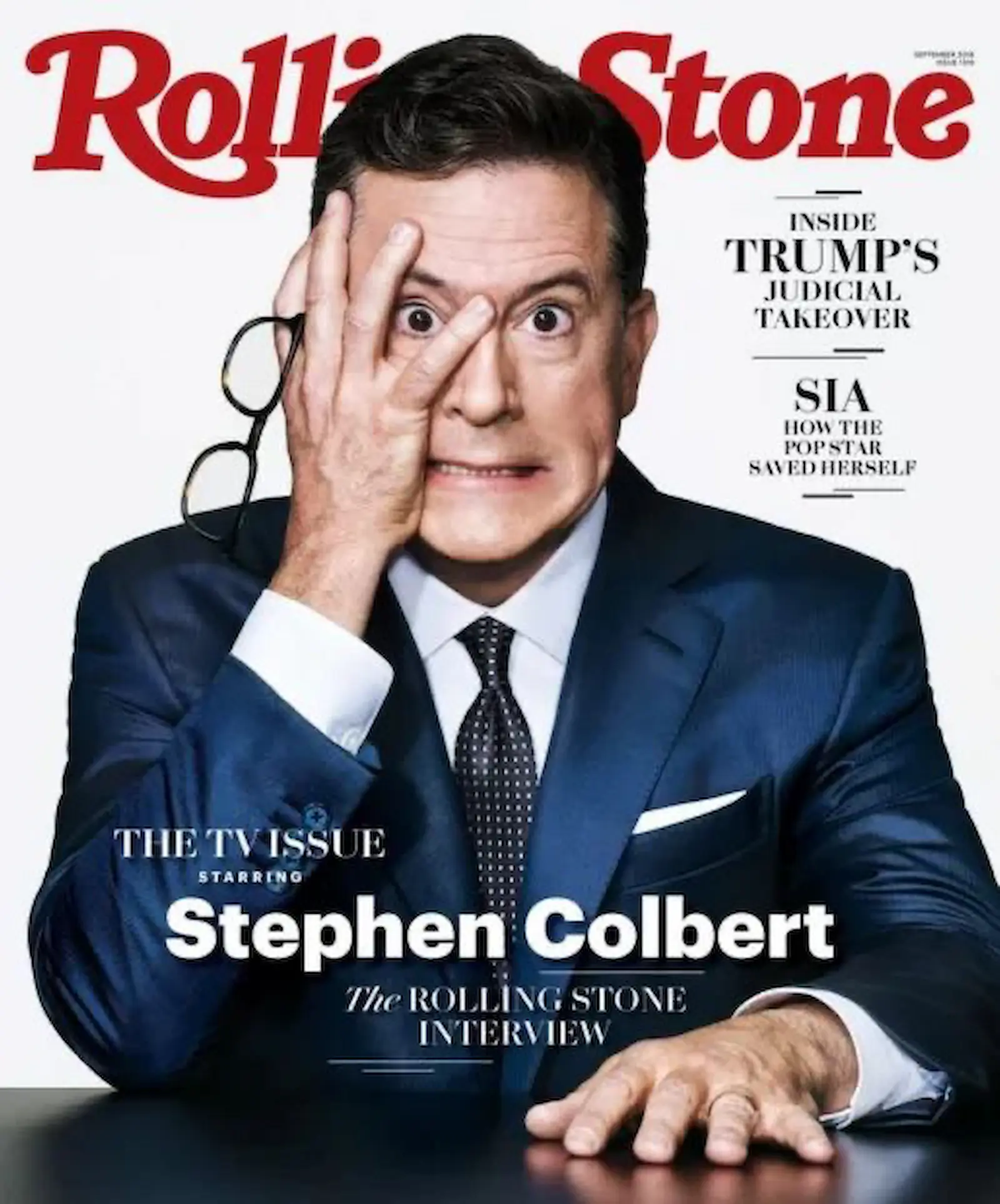 Late night show host Stephen Colbert on the cover of Rolling Stone magazine