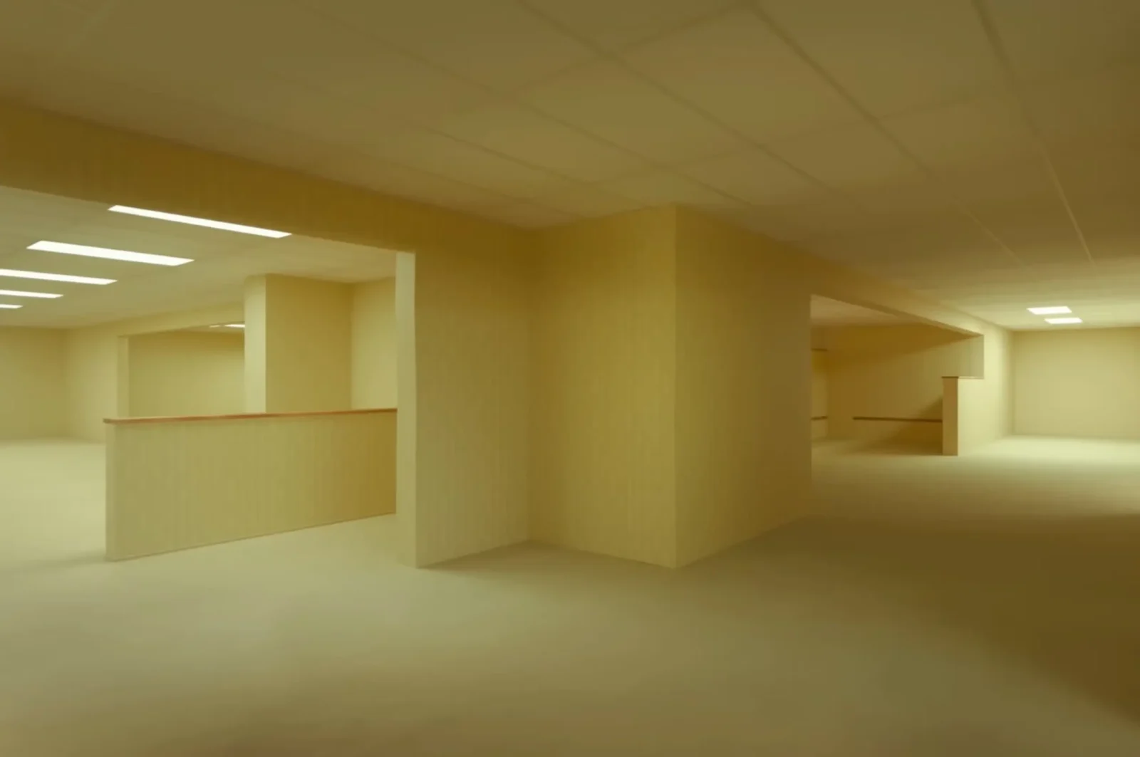 backrooms yellow lonf inescapable hallway