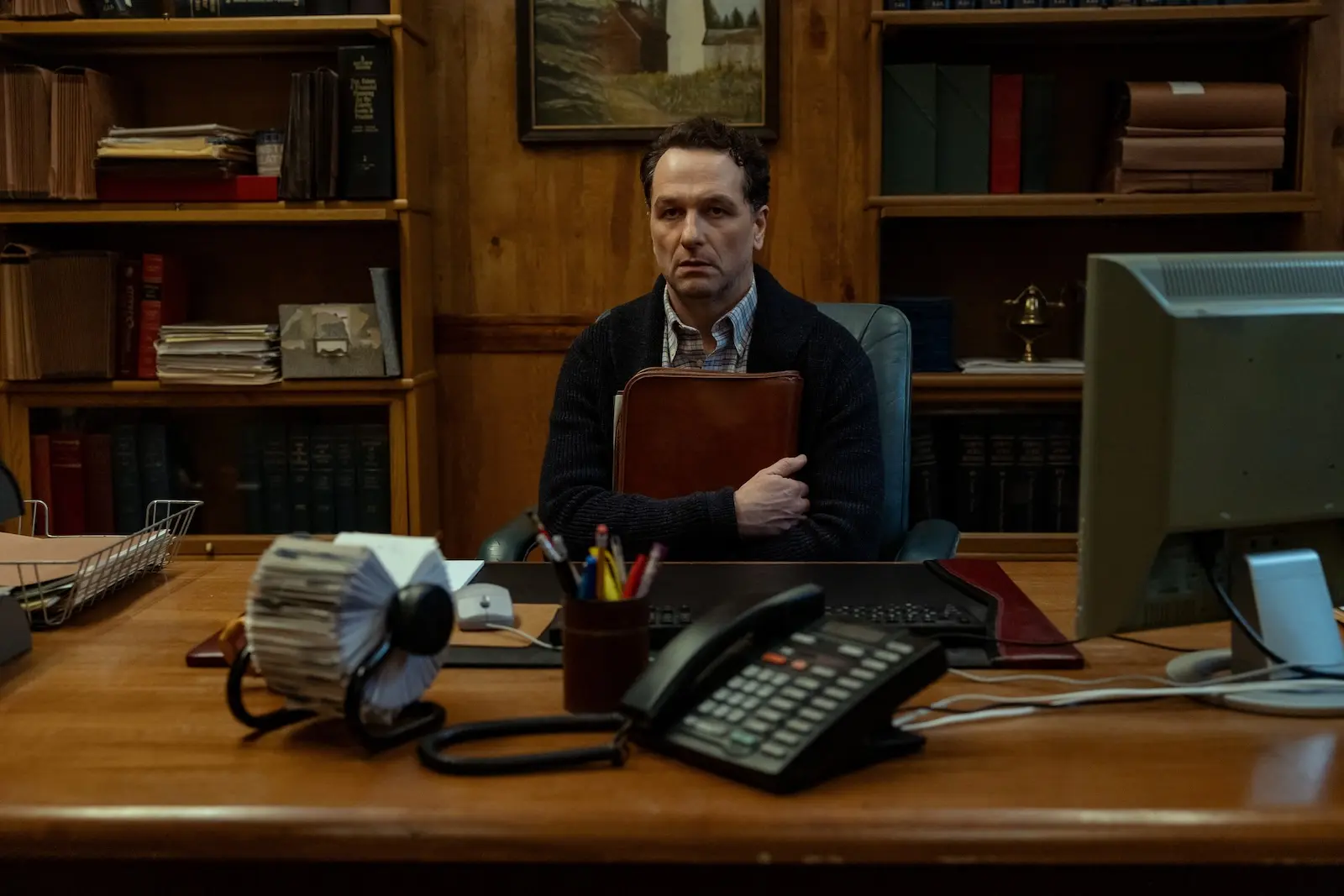 Matthew Rhys as Mayor Tom in Widow's Bay. Photo from Apple TV/Official Website