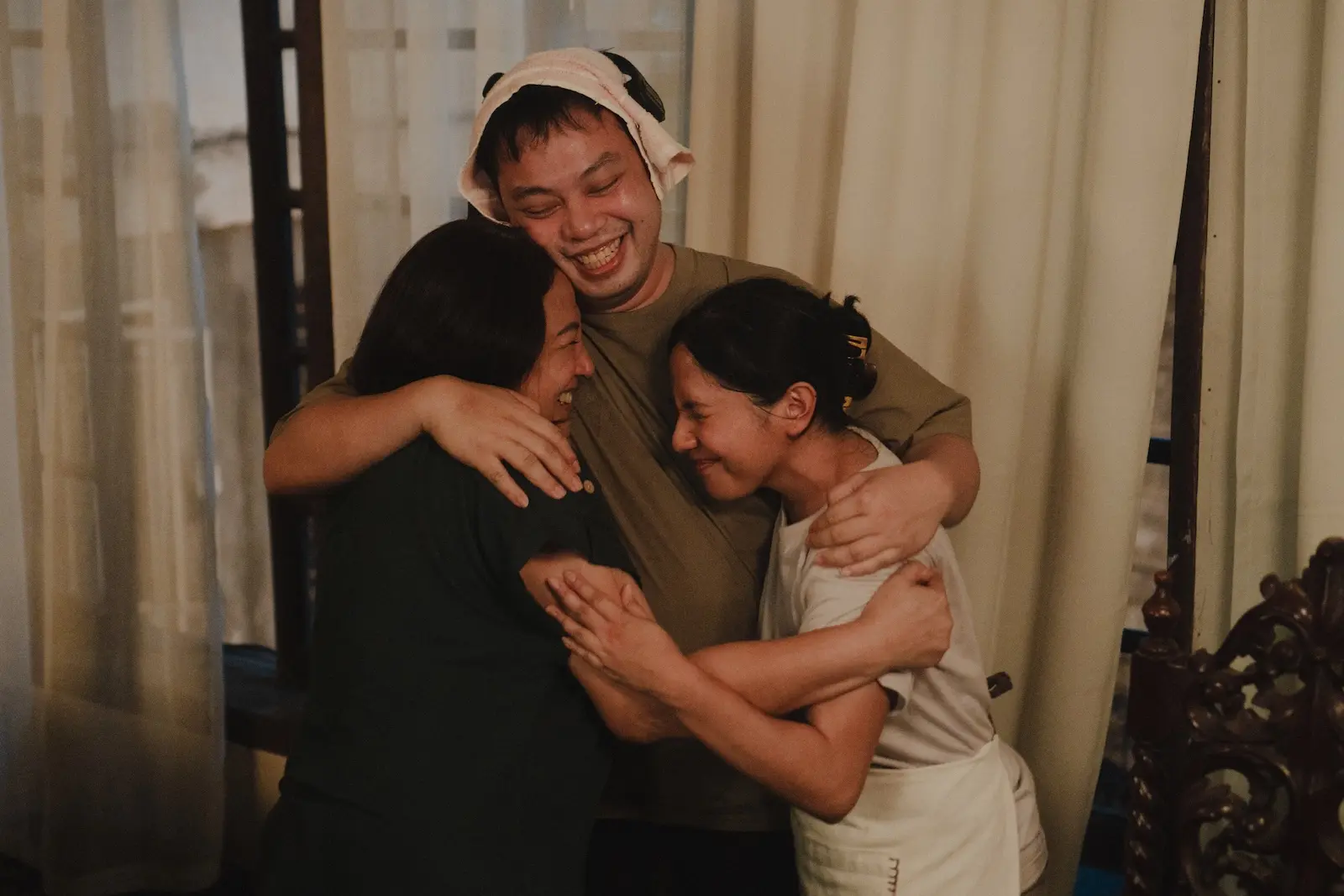 cherry pie picache, giancarlo abrahan, and ness roque on the set of mag-iina