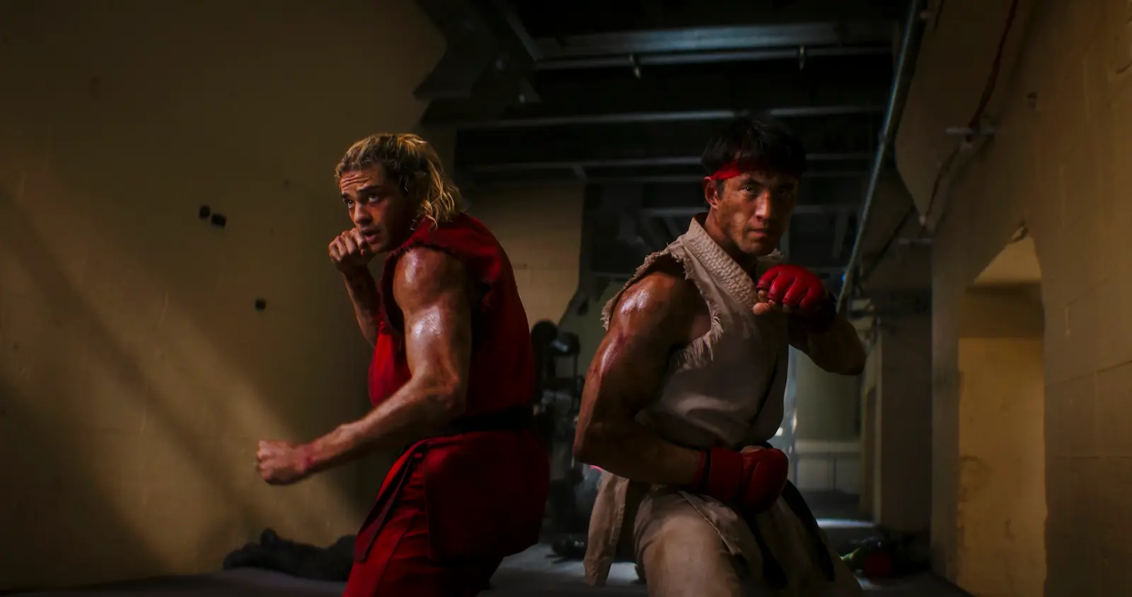 noah centineo and andrew koji as ken masters and ryu in street fighter